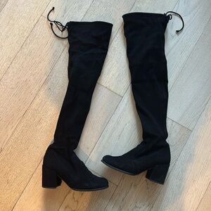 EUC Black Suede Stuart Weitzman Tieland Over the Knee Boots 5.5 / 6